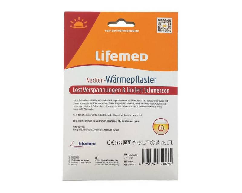 LifeMed Wärmepad Nacken Wärmepflaster 23 cm x 9 cm, Stück 1-tlg., Nacken Wärmepflaster, Wärmepflaster Wärmepads Nackenwärmer von LifeMed