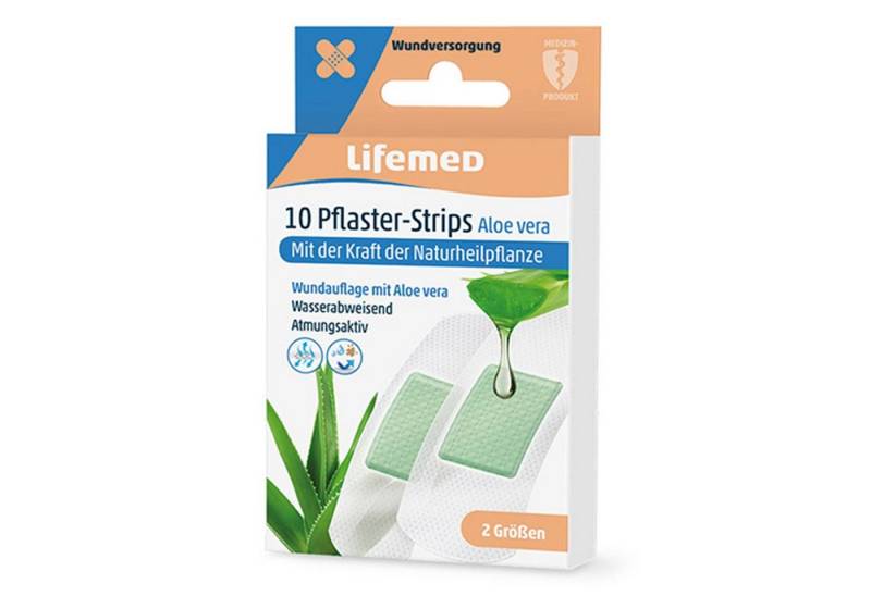LifeMed Wundpflaster 10 "Lifemed" Pflaster-Strips weiss "Aloe vera" 2 Größen (Stück, 10 St., Pflaster-Strips), Pflasterverband Pflasterstrips Textilpflaster Streifenpflaster von LifeMed