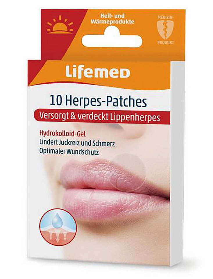 LifeMed Wundpflaster 10x HERPES-PFLASTER mit Hydrocolloid-Gel transparent Herpes Patches 67 (10 St), Herpespflaster Herpesbläschen Lippenherpes Bläschen Lippen Patch von LifeMed