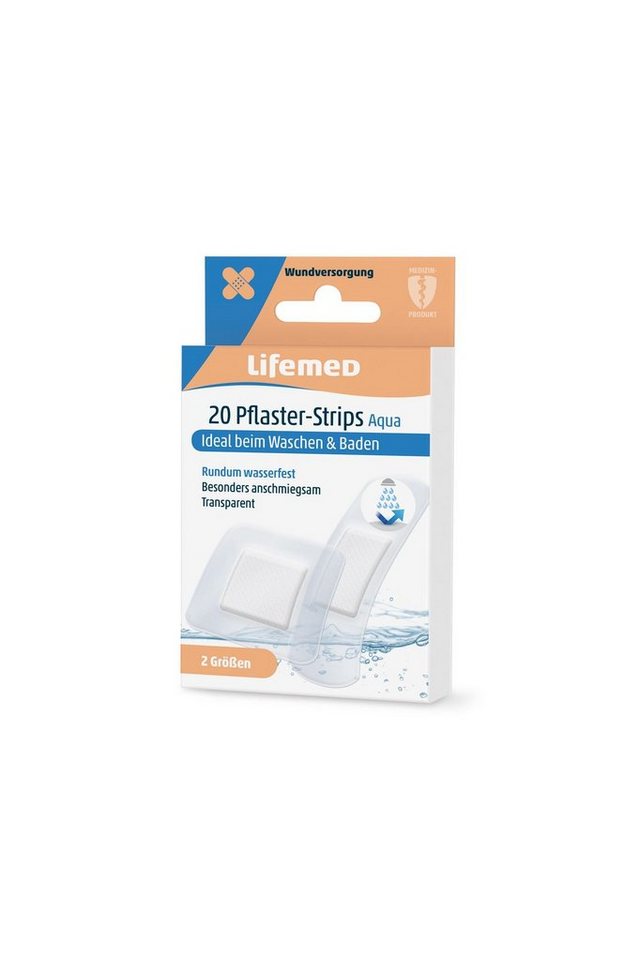 LifeMed Wundpflaster 20 Lifemed Pflaster-Strips transparent Aqua 2 Größen von LifeMed