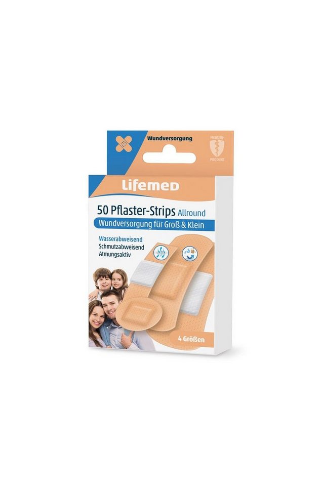 LifeMed Wundpflaster 50 Lifemed Pflaster-Strips hautfarben Allround 4 Größen von LifeMed