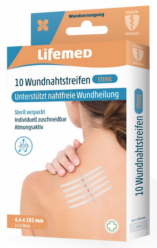 LifeMed Wundpflaster Lifemed Wundnahtstreifen - Unterstützung nahtfreie Wundheilung (5 St) von LifeMed