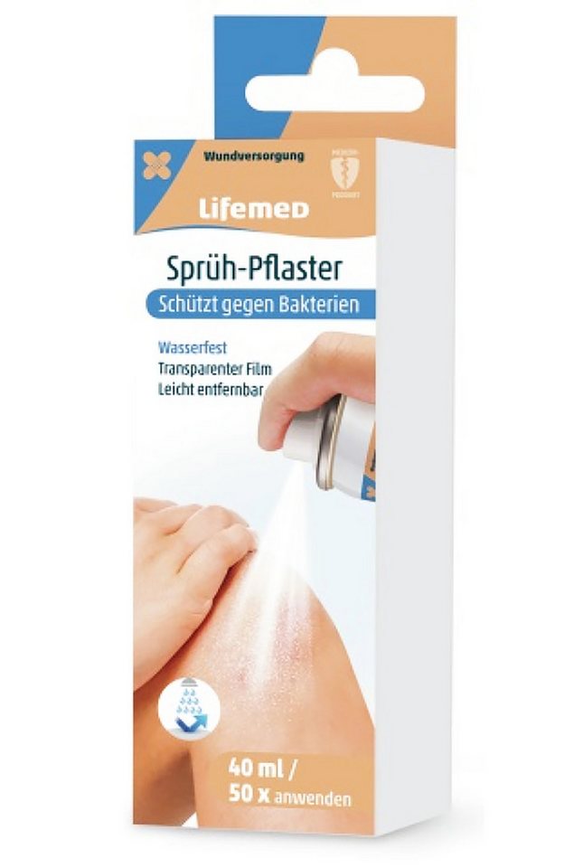 LifeMed Wundpflaster SPRÜH-PFLASTER 40ml Wundpflaster Sprühverband Sprühpflaster 24, Pflasterspray wasserfest Spray Pflaster flüssig Verband von LifeMed