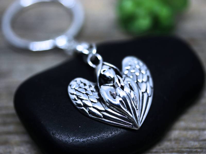 925 Sterling Silber Anhänger, Wählen Sie Anhänger Für Schlüsselanhänger. Schutzengel Drache. Locket Runder Ring-Kette Versilbert von LifeOfSilver