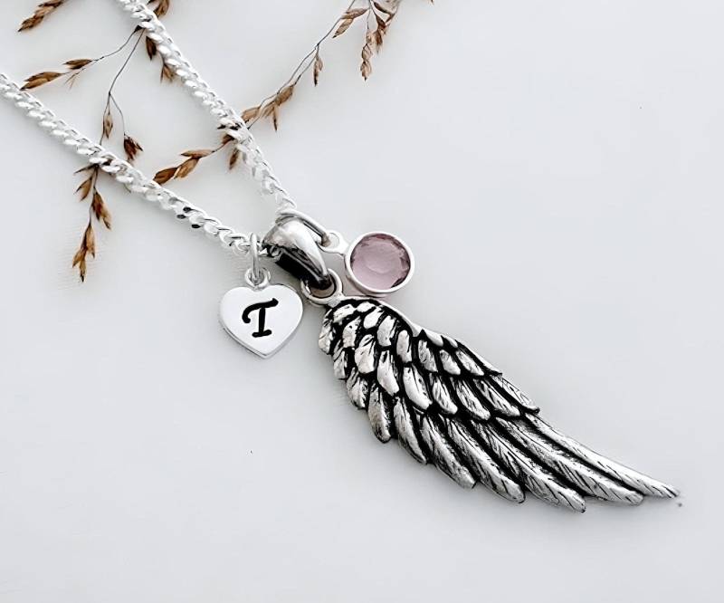 sterling Silber Flügel Halskette - Engel Flügel. Gravur Nicht Inbegriffen. Wählen Sie Silberkette von LifeOfSilver