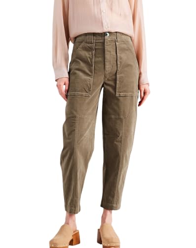 Damen Vintage Cordhose Hohe Taille Weites Bein Baggy Barrel Jeans Patch Taschen Hose, Braun, M Damen Vintage Cordhose Hohe Taille Weites Bein Baggy Barrel Jeans Patch Taschen Hose, Braun, M von LifeShe