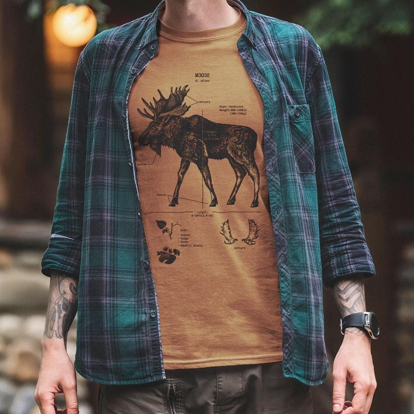 Elch Anatomie T-Shirt, Yellowstone Shirt, Biologie Siebdruck Geweih Original Kunstwerk Elch Anatomie T-Shirt, Yellowstone Shirt, Biologie Siebdruck Geweih Original Kunstwerk von LifeShines