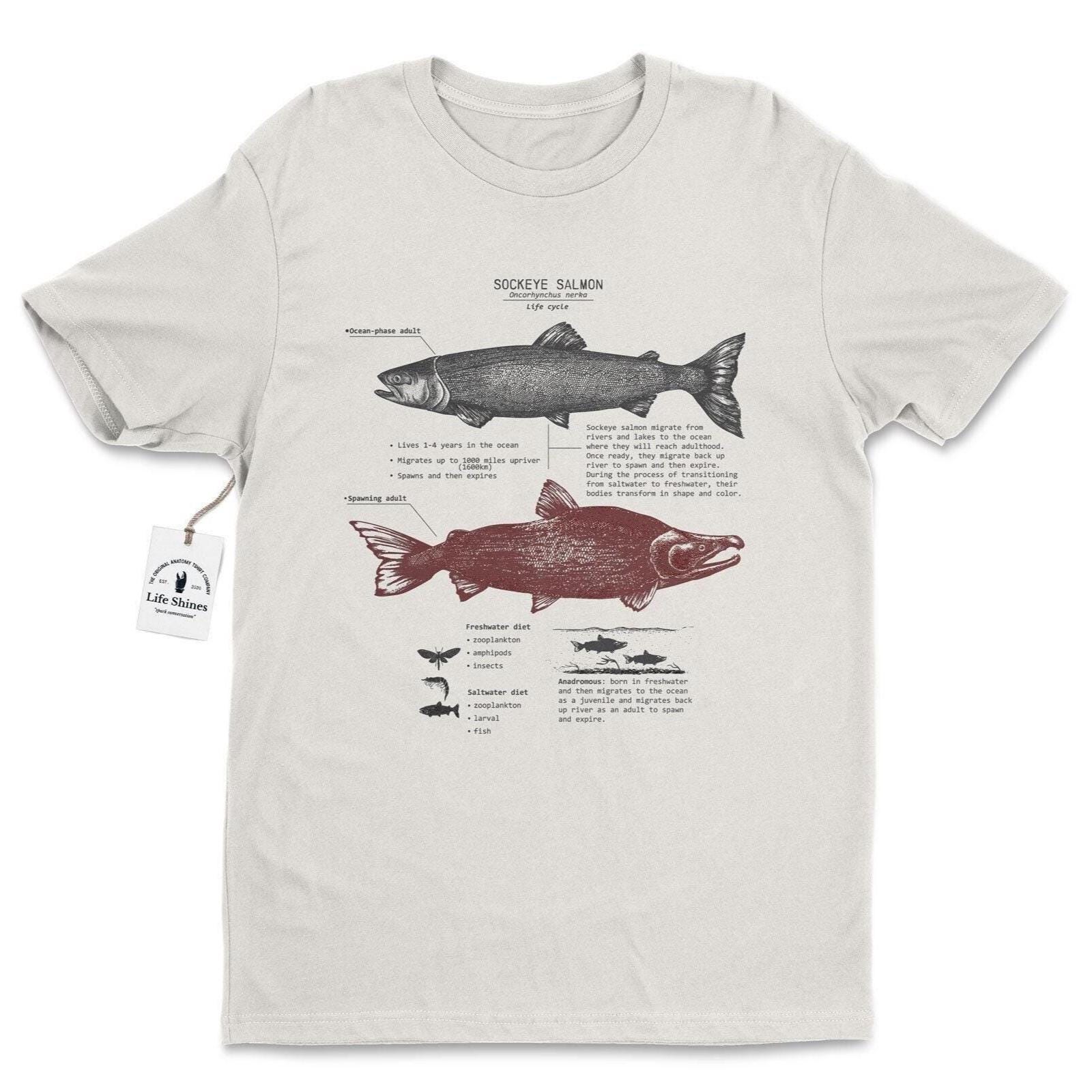 Lachs Lebenszyklus T-Shirt, Rotlachs Shirt, Alaska Meeresbiologie Lachswanderung Original Kunst Lachs Lebenszyklus T-Shirt, Rotlachs Shirt, Alaska Meeresbiologie Lachswanderung Original Kunst von LifeShines