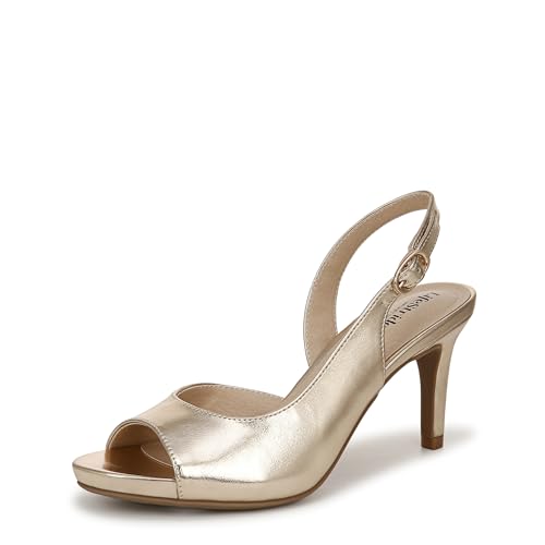 LifeStride Damen Teller 2 Slingback Peep Toe Heeled Sandal Pumps, metallic-goldfarben, 35 EU von LifeStride