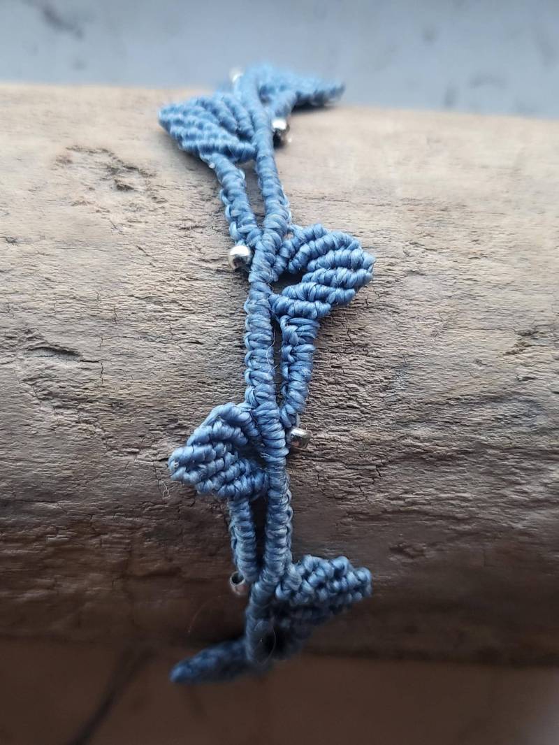 Makramee Armband Blätter Natur Boho Vintage Geburtstagsgeschenk Silber Perlen von LifeStyle76