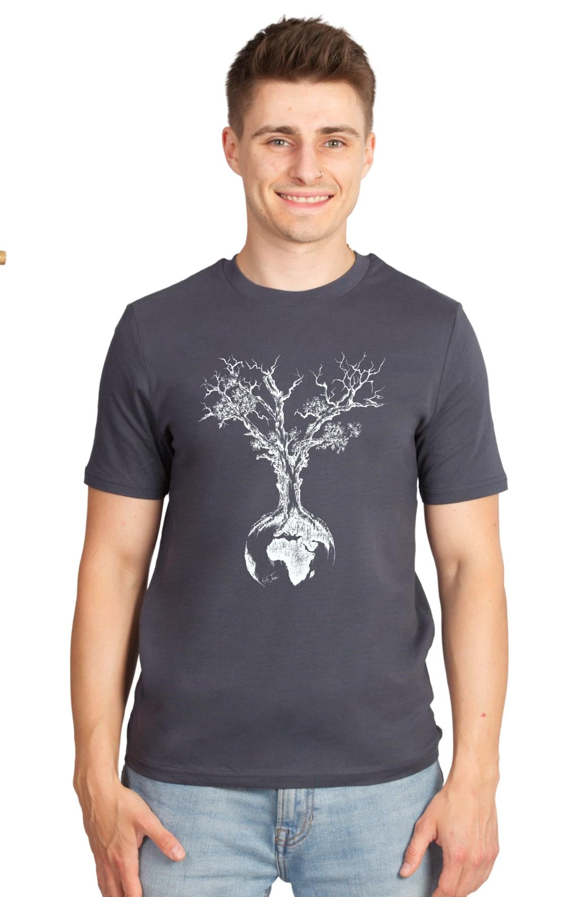 Herren Shirt Weltenbaum in India Ink Blue Aus Biobaumwolle/T-Shirt Organic Cotton Tree Of Life von LifeTreeDE