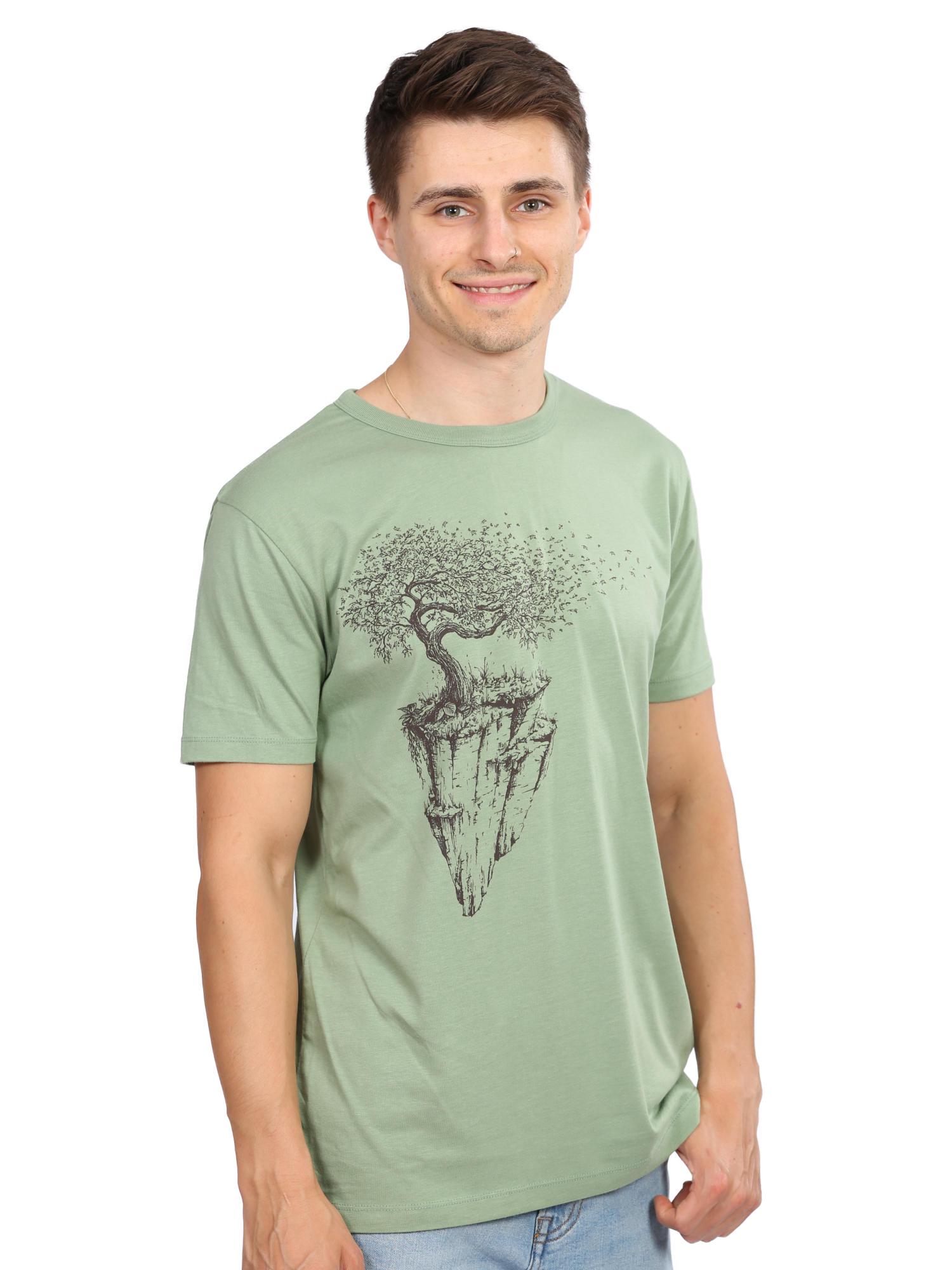 Men's Bamboo Viscose T-Shirt Green With "Maple Island" Print von LifeTreeDE