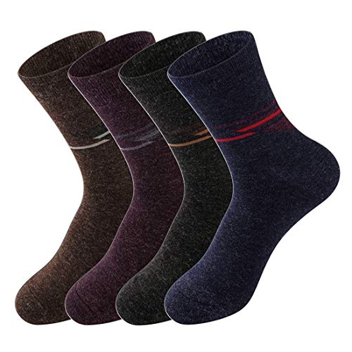 LifeWheel 4 Paar Herren Wollsocken Weiche Dicke Warme Socken für Herbst & Winter von LifeWheel