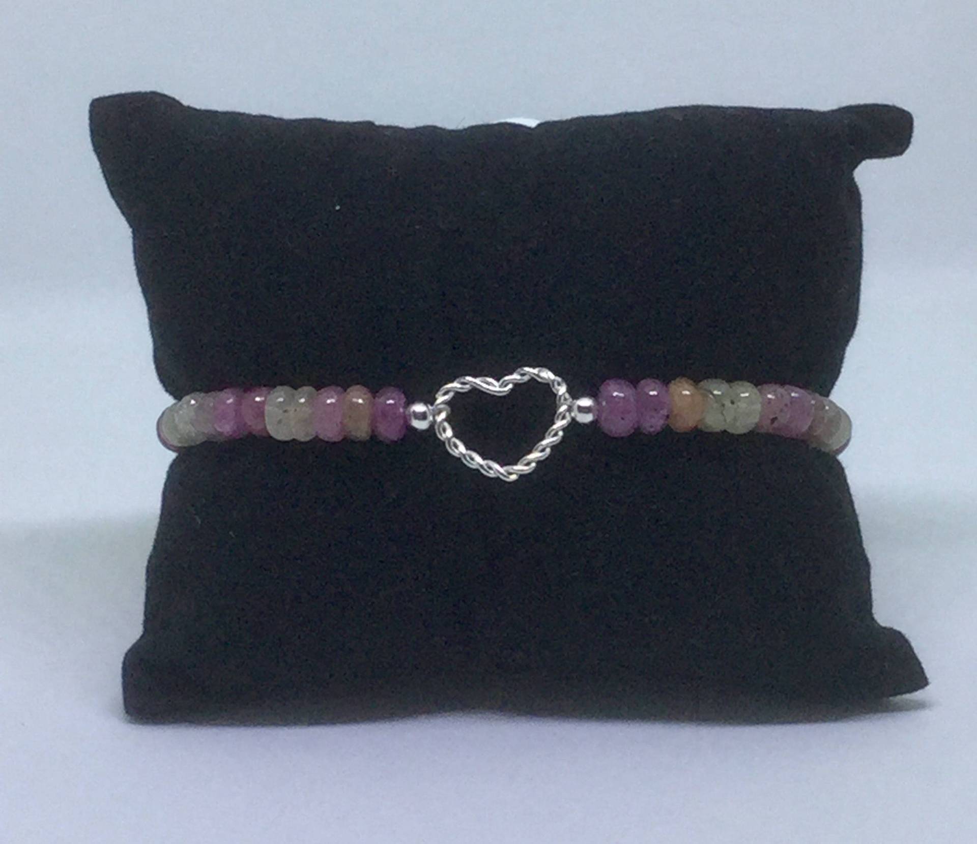 Rosa Saphir Und 925 Sterling Silber Herz Armband von LifeWithMoreSparkle
