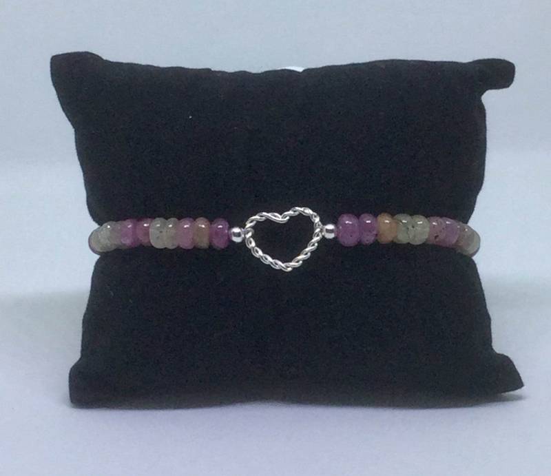 Rosa Saphir Und 925 Sterling Silber Herz Armband Rosa Saphir Und 925 Sterling Silber Herz Armband von LifeWithMoreSparkle