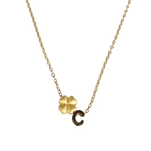 LifeWorld 18 Karat Gold Kleeblatt-Buchstaben Halsketten für Frauen, vierblättriges Kleeblatt-Halskettenanhänger, winzige schöne Buchstaben, Geschenk für Frauen und Mädchen, verstellbarer Schieber LifeWorld 18 Karat Gold Kleeblatt-Buchstaben Halsketten für Frauen, vierblättriges Kleeblatt-Halskettenanhänger, winzige schöne Buchstaben, Geschenk für Frauen und Mädchen, verstellbarer Schieber von LifeWorld
