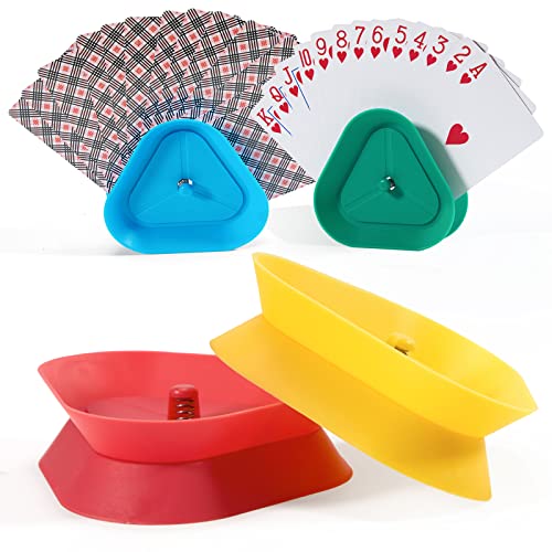 Kartenhalter Kinder, 4 Stück Spielkartenhalter Kinder, Kartenhalter Spielkarten, Dreieck Spielkarten Halter, kartenständer Spielkarten Aufbewahru für Senioren und Kinder von Lifeant