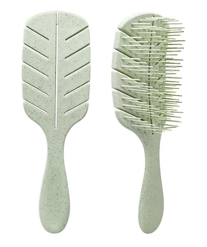 LIFEBLOOM nachhaltige Haarbürste biologisch abbaubare Bambus Haarbürste ohne Ziepen für Damen, Herren & Kinder 100% Vegan und aus Weizen - Profi Detangler - Professionele Entwirrbürste (Leaf) von Lifebloom