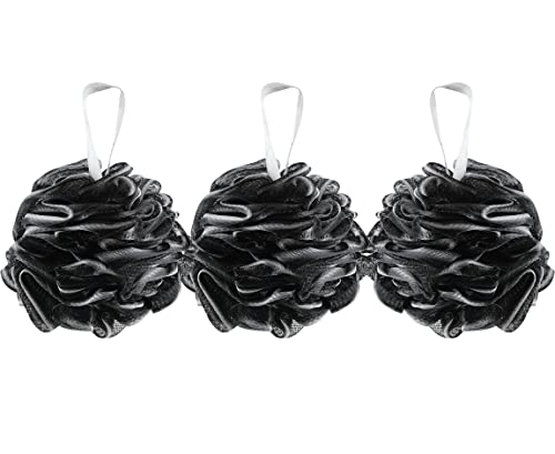 Lifeforce Sehr grosser Badeschwamm, 60g Duschschwamm, Massageschwamm für die Kann Abgestorbene Haut Entfernen, Geeignet für Frauen und Männer zum Peeling und zur Beruhigung der Haut(3Pcs Schwarz) von Lifeforce