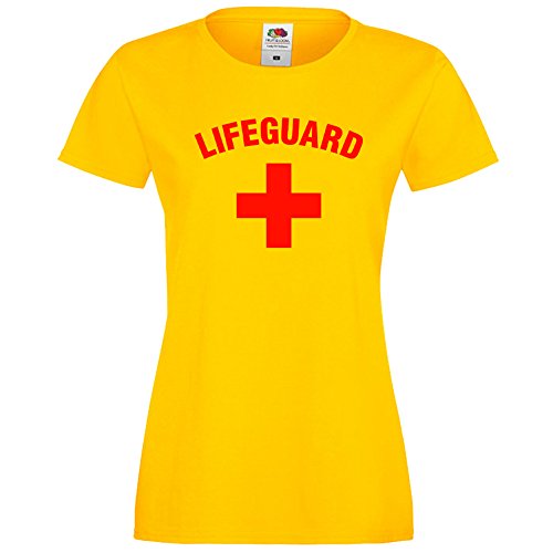 Damen-T-Shirt mit Schriftzug Lifeguard, Gelb Gr. XXL, gelb von Lifeguardgear