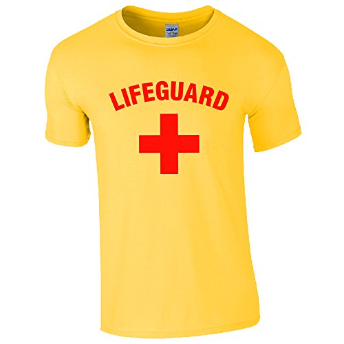Lifeguardgear T-Shirt mit englischem Aufdruck - Lifeguard, Gelb-Rot, Gr.- M von Lifeguardgear