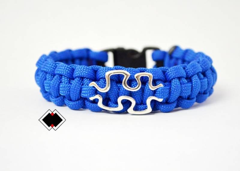 Autism Awareness - 550 Paracord Survival Armband Blau Mit Puzzle Handgemacht von LifelineOutdoorGear