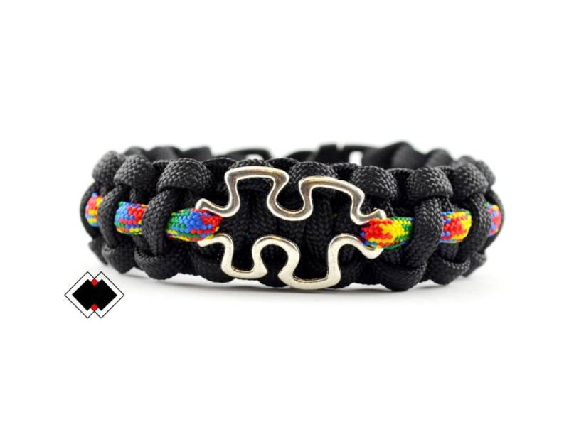 Autism Awareness - 550 Paracord Survival Armband Schwarz Mit Multicolor Dünne Linie Und Puzzle Handgemacht Autism Awareness - 550 Paracord Survival Armband Schwarz Mit Multicolor Dünne Linie Und Puzzle Handgemacht von LifelineOutdoorGear