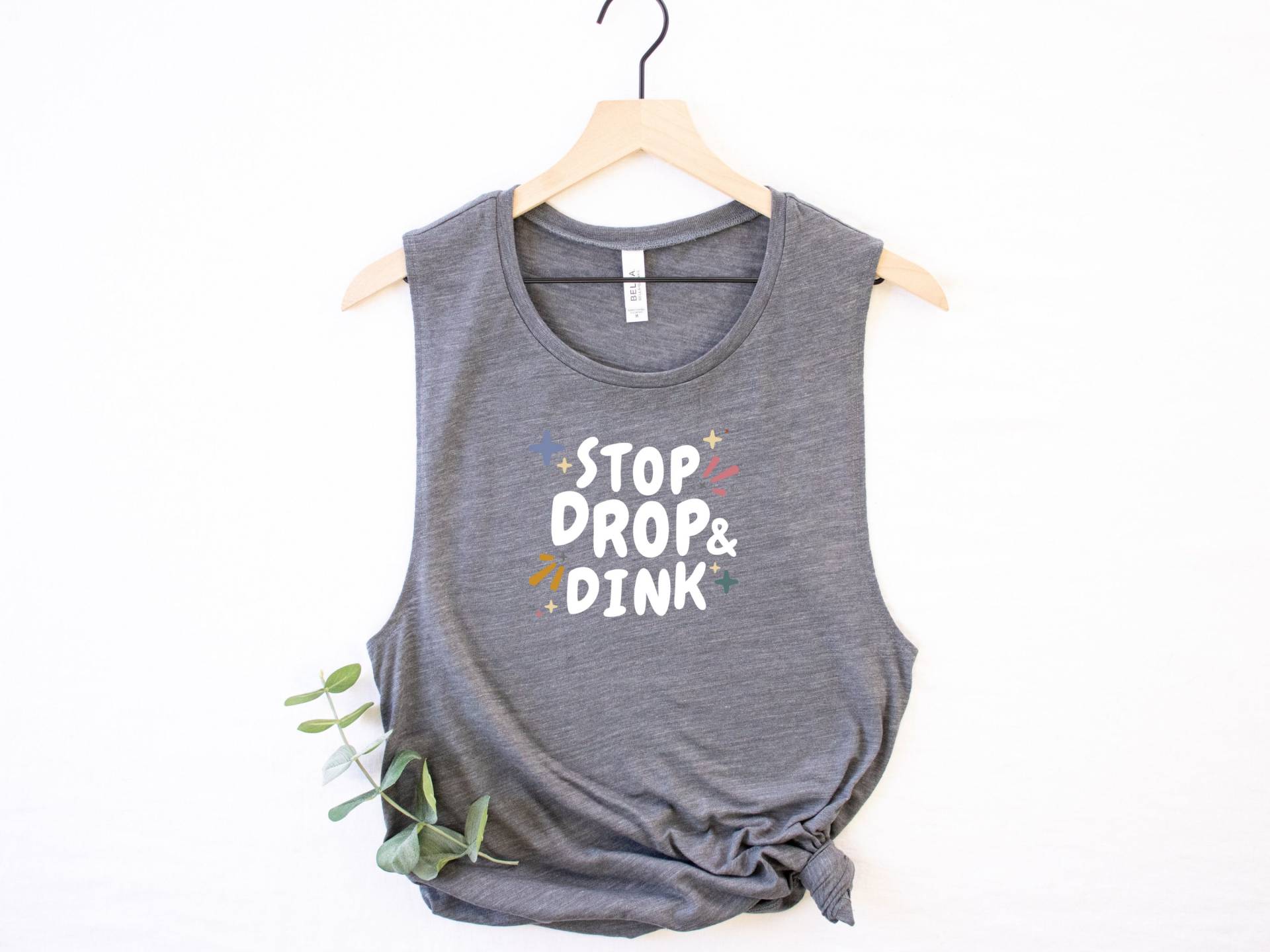 stop, Drop Und Dink Pickleball Tank Top | Tees Damen Flowy Scoop Muskel Tank Beste Geschenke Sport Shirt von LifeofPickleball