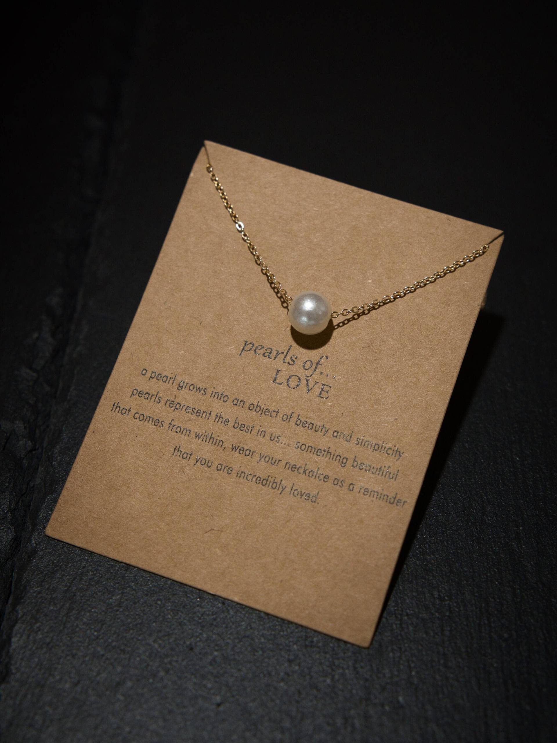 Perlenkette | Goldene Mit Weißer Perle Als Anhänger Weiße Kette Perlenkette | Goldene Mit Weißer Perle Als Anhänger Weiße Kette von LifestyleAccessoires