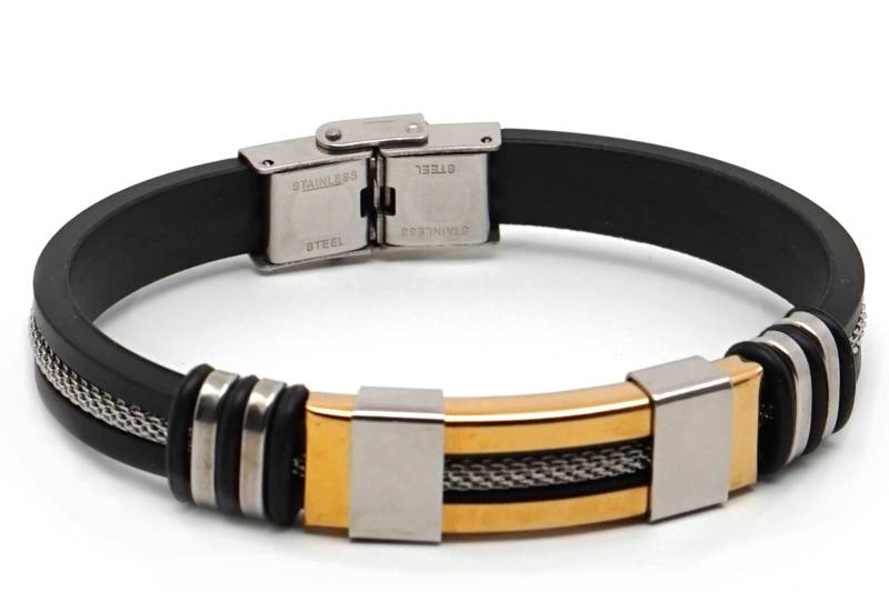 Armband, Goldene Akzente Zieren Ein Silikonarmband, Modernes Design Armband, Goldene Akzente Zieren Ein Silikonarmband, Modernes Design von LifestyleByDK