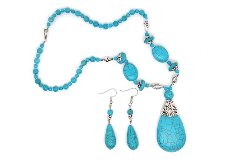 Türkis Traumset Halskette Mit Großem Anhänger Und Passenden Ohrringen. Karabiner Verschluss, Geschenk Für Frauen Türkis Traumset Halskette Mit Großem Anhänger Und Passenden Ohrringen. Karabiner Verschluss, Geschenk Für Frauen von LifestyleByDana