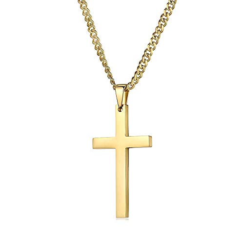 14 Karat Goldkette, Kreuz-Halsketten für Damen und Herren, mit bis zu 20 x mehr 14 Karat Weißgold vergoldet als andere Halsketten-Kreuzketten – langlebig, Weißes Gold von Lifetime Bling