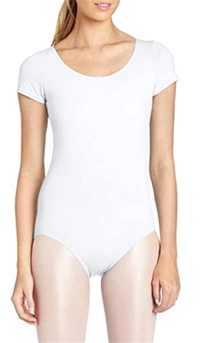 Lifup Damen Ballettanzug Kurzarm Body Gymnastikanzug Ballett Trikot Einteiler Bodysuit Weiß L von Lifup