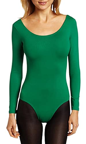 Lifup Damen Ballettanzug Langarm Body Gymnastikanzug Ballett Trikot Einteiler Bodysuit Grün 3XL von Lifup
