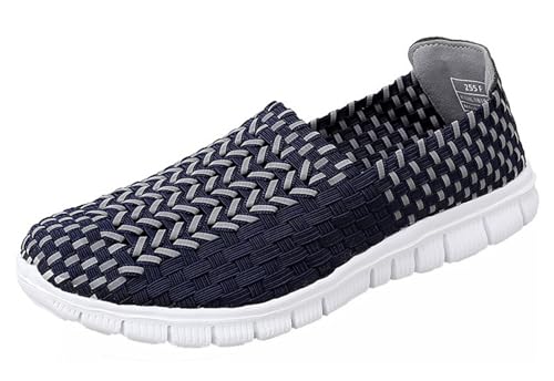 Lifup Damen Gestrickt Leichte Elastische Freizeitschuhe Slip On Sportschuhe Atmungsaktive Trainer Komfort Wanderschuhe Blau 38 EU von Lifup
