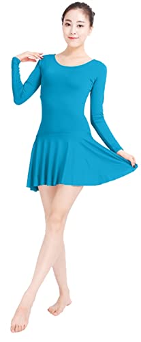 Lifup Damen Lange Ärmel Bodysuit Gymnastikanzug Ballettanzug Tanzkleid Kleid aus Spandex Blau M von Lifup