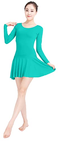 Lifup Damen Lange Ärmel Bodysuit Gymnastikanzug Ballettanzug Tanzkleid Kleid aus Spandex Minzeblau 3XL von Lifup