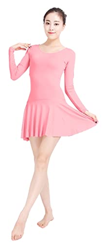 Lifup Damen Lange Ärmel Bodysuit Gymnastikanzug Ballettanzug Tanzkleid Kleid aus Spandex Rosa M von Lifup