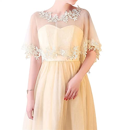 Lifup Damen Leichter Weicher Umschlagtuch Spitzenschal Hochzeit Braut Schal Schulter Bedeckung für Abendkleid Party Beige von Lifup