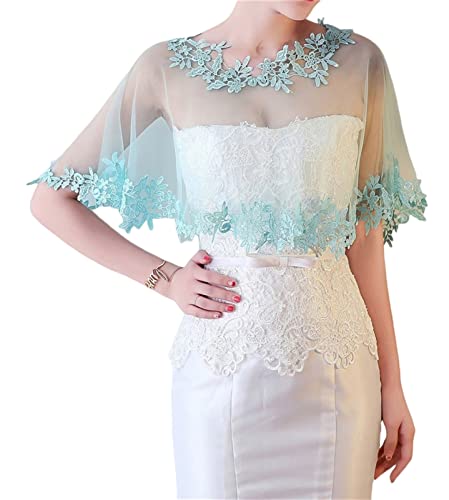 Lifup Damen Leichter Weicher Umschlagtuch Spitzenschal Hochzeit Braut Schal Schulter Bedeckung für Abendkleid Party Hellblau von Lifup