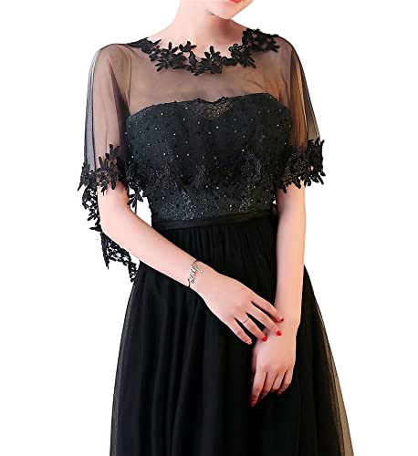 Lifup Damen Leichter Weicher Umschlagtuch Spitzenschal Hochzeit Braut Schal Schulter Bedeckung für Abendkleid Party Schwarz von Lifup