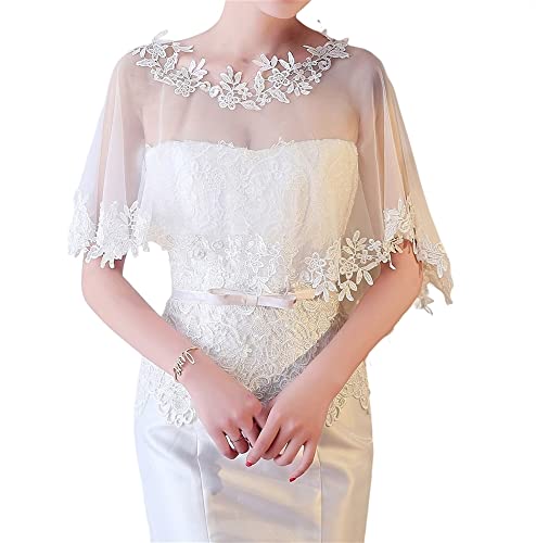 Lifup Damen Leichter Weicher Umschlagtuch Spitzenschal Hochzeit Braut Schal Schulter Bedeckung für Abendkleid Party Weiß von Lifup