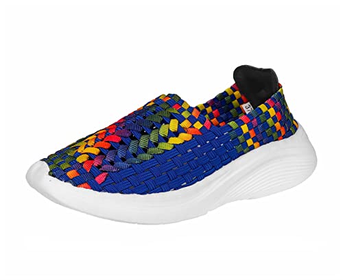 Lifup Damen Slip On Sneaker Geflochtene Leichte Atmungsaktiv Sportschuhe Turnschuhe Bequem Freizeitschuhe Walking Schuhe Blau 2 37 EU von Lifup