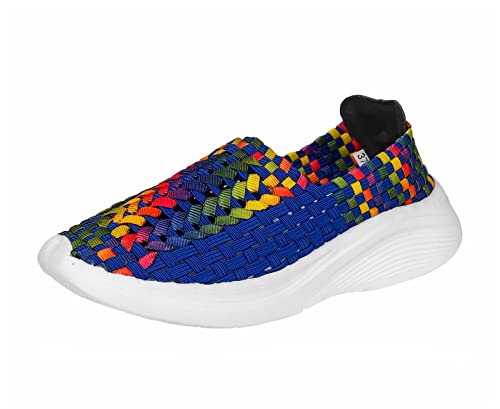 Lifup Damen Slip On Sneaker Geflochtene Leichte Atmungsaktiv Sportschuhe Turnschuhe Bequem Freizeitschuhe Walking Schuhe Blau 2 39 EU von Lifup