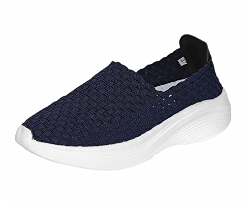 Lifup Damen Slip On Sneaker Geflochtene Leichte Atmungsaktiv Sportschuhe Turnschuhe Bequem Freizeitschuhe Walking Schuhe Blau 38 EU von Lifup