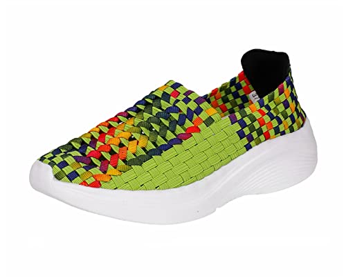 Lifup Damen Slip On Sneaker Geflochtene Leichte Atmungsaktiv Sportschuhe Turnschuhe Bequem Freizeitschuhe Walking Schuhe Grün 37 EU von Lifup