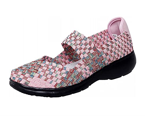 Lifup Damen Slip On Sneaker Geflochtene Leichte Elastische Gemütlich Sportschuhe Turnschuhe Bequem Freizeitschuhe Walking Schuhe Rosa 40 EU von Lifup