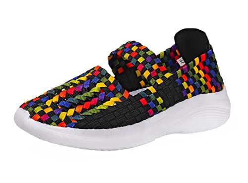 Lifup Damen Slip On Sneaker Geflochtene Leichte Elastische Walking Schuhe Gemütlich Sportschuhe Turnschuhe Bequem Freizeitschuhe Schwarz 38 EU von Lifup