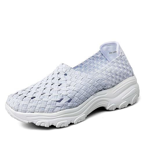 Lifup Damen Walkingschuhe Gewebte Slip On Sneakers Schuhe Handgemachte Elastische Leichte Atmungsaktiv Freizeitschuhe Weiß 39 EU Lifup Damen Walkingschuhe Gewebte Slip On Sneakers Schuhe Handgemachte Elastische Leichte Atmungsaktiv Freizeitschuhe Weiß 39 EU von Lifup