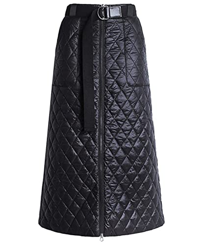 Lifup Damen Warmer Daunen Rock Maxirock Hohe Taille Röck Lang Winddichter Rock Schwarz XL von Lifup